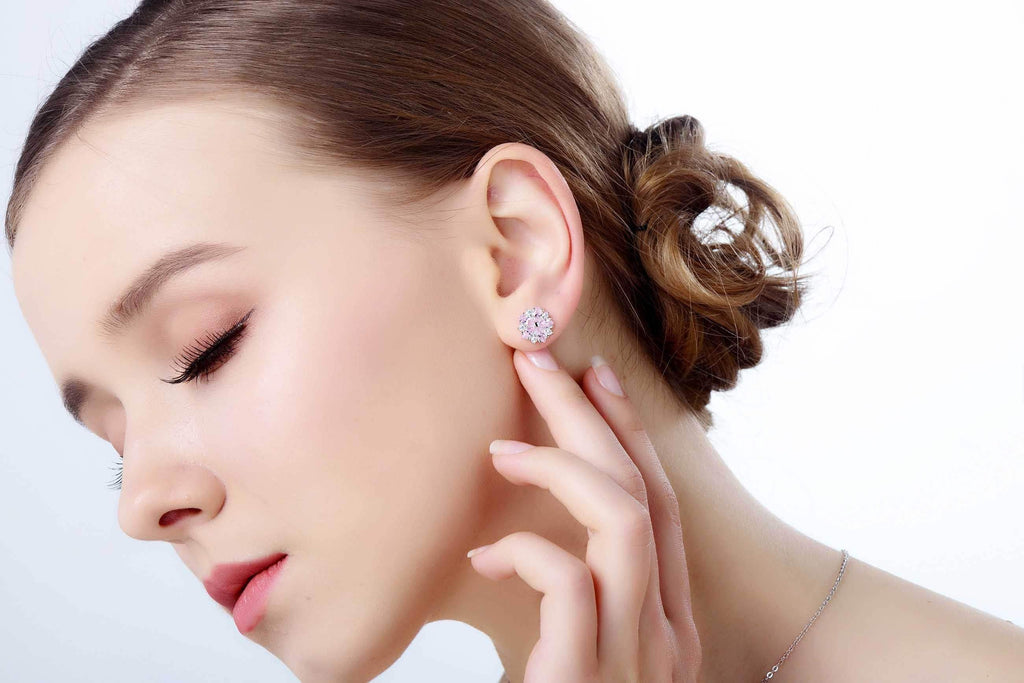 Pink Sakura Flower Stud Earrings - Aventus