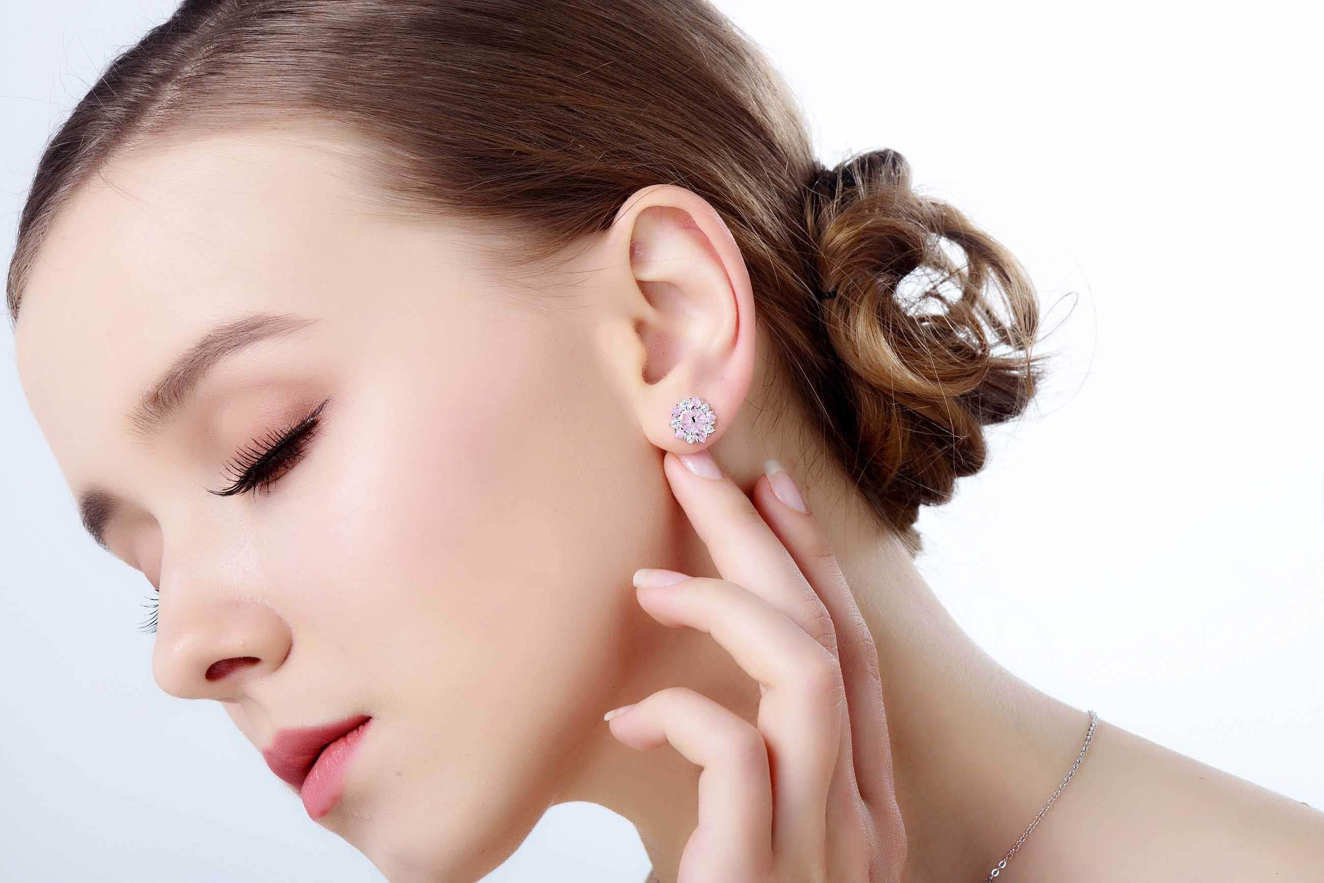Pink Sakura Flower Stud Earrings - Aventus