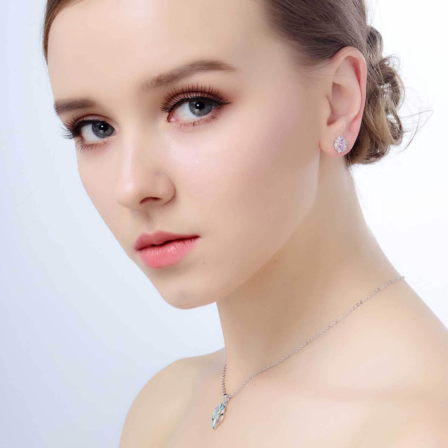 Pink Sakura Flower Stud Earrings - Aventus