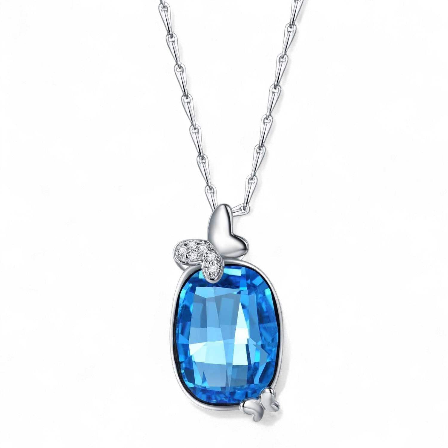 Blue Oval Butterfly Necklace - Aventus