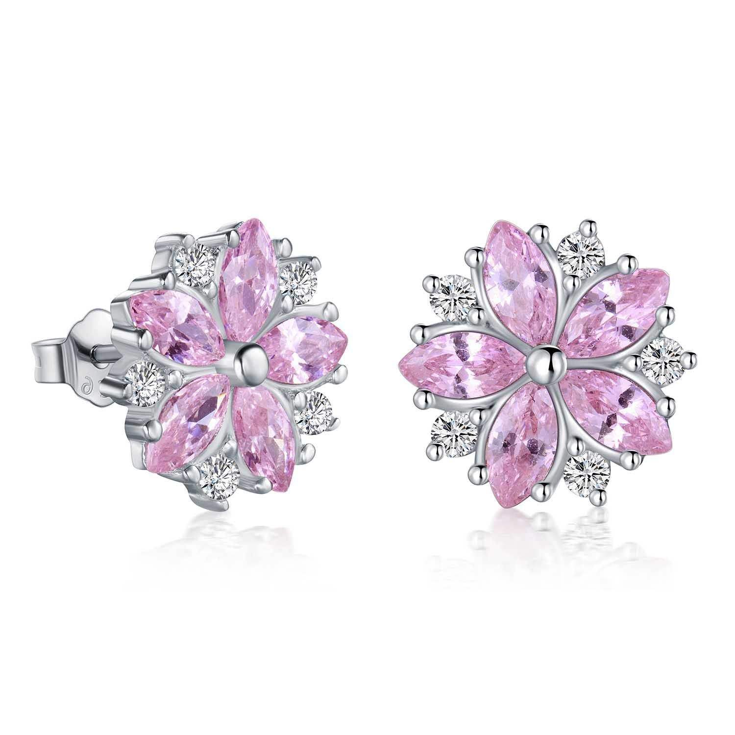 Pink Sakura Flower Stud Earrings - Aventus