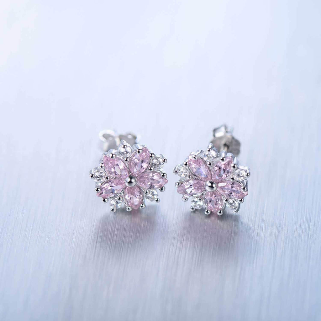 Pink Sakura Flower Stud Earrings - Aventus