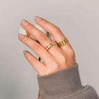 Gold Pave Tri-Band Ring - Aventus