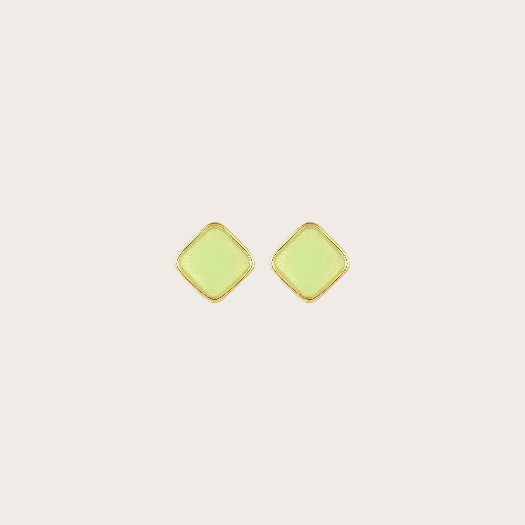 Green Orange Square Stud Earrings