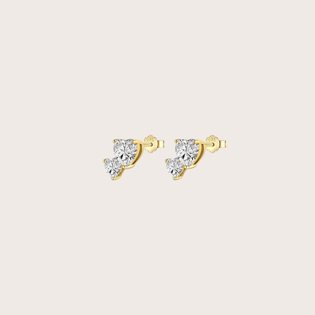 Hearted Gold Stud Earrings