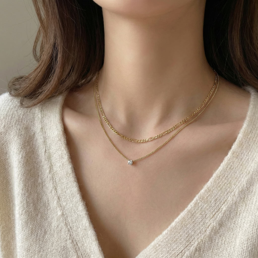 Gemmed Curb Chain Necklace