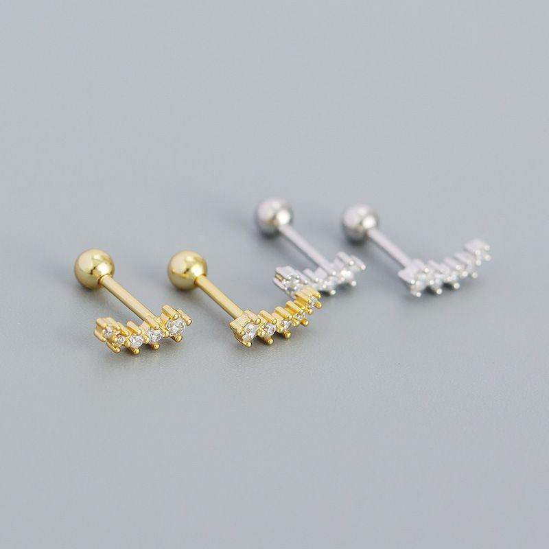 Linear Gemmed Stud Earrings - Aventus