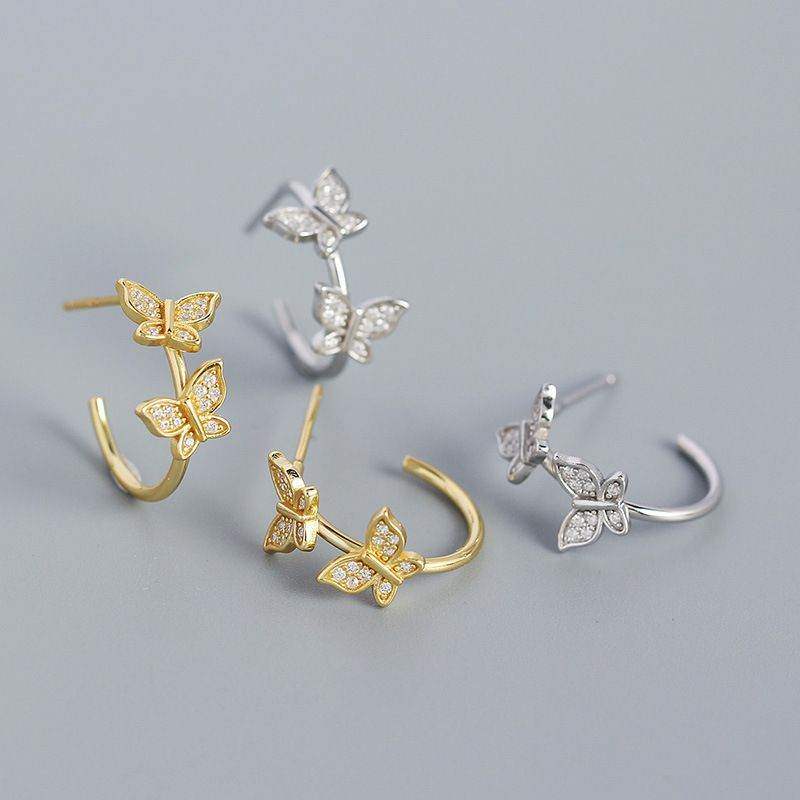 Mini Butterfly Half Hoop Earrings - Aventus