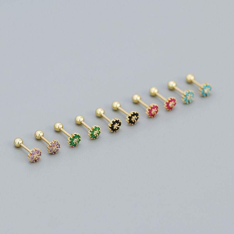Mini Colorful Flower Stud Earrings - Aventus
