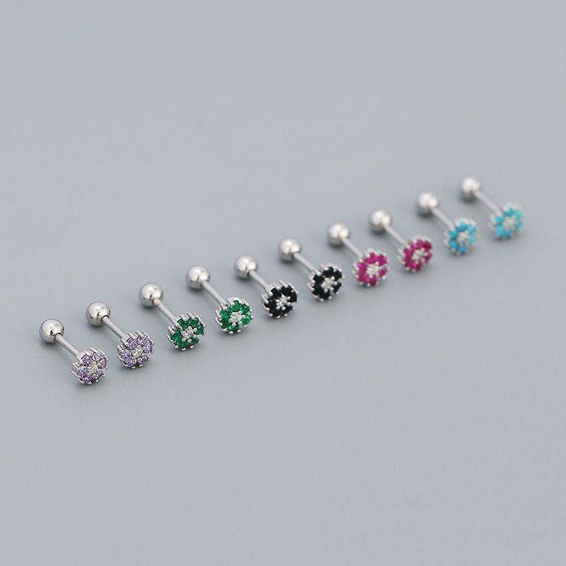 Mini Colorful Flower Stud Earrings - Aventus