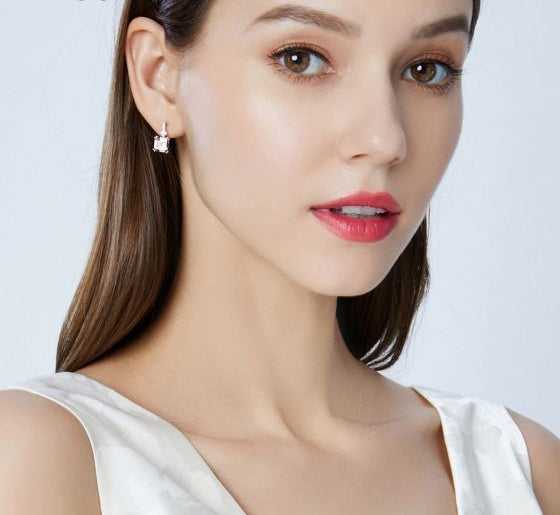 Morganite Squared Hoop Earrings