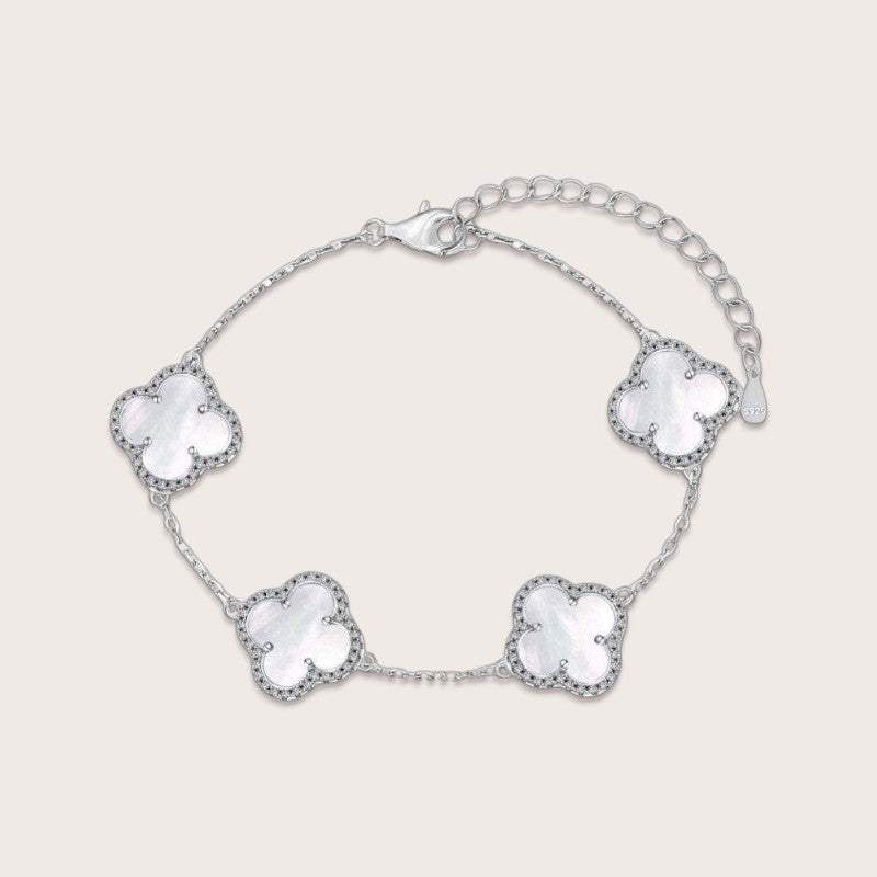 Mother-of-Pearl Pave Clover Bracelet - Aventus