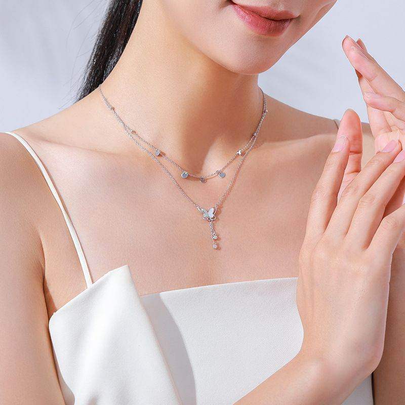 Multi Strand Sequin Butterfly Necklace - Aventus