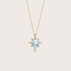 Natural Blue Topaz Eightfold Star Pendant Necklace