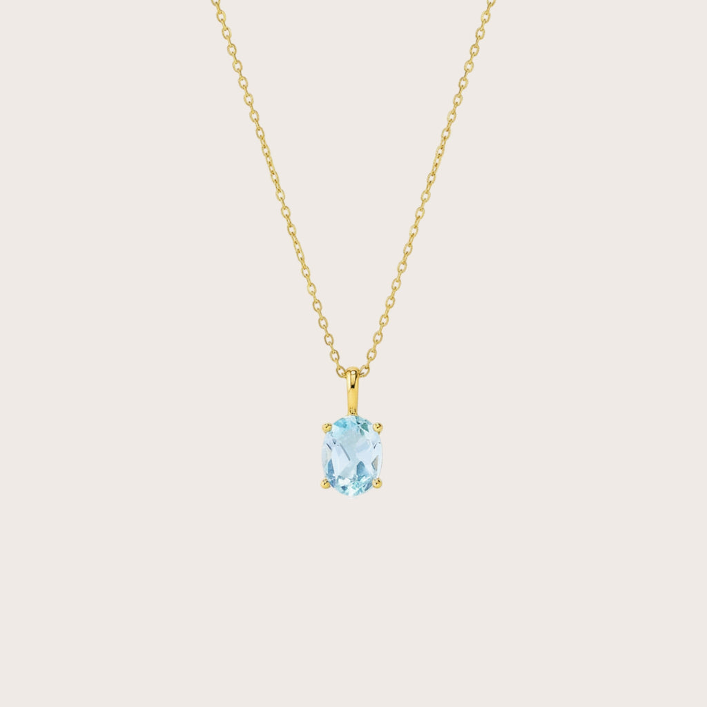 Natural Blue Topaz Pendant Necklace