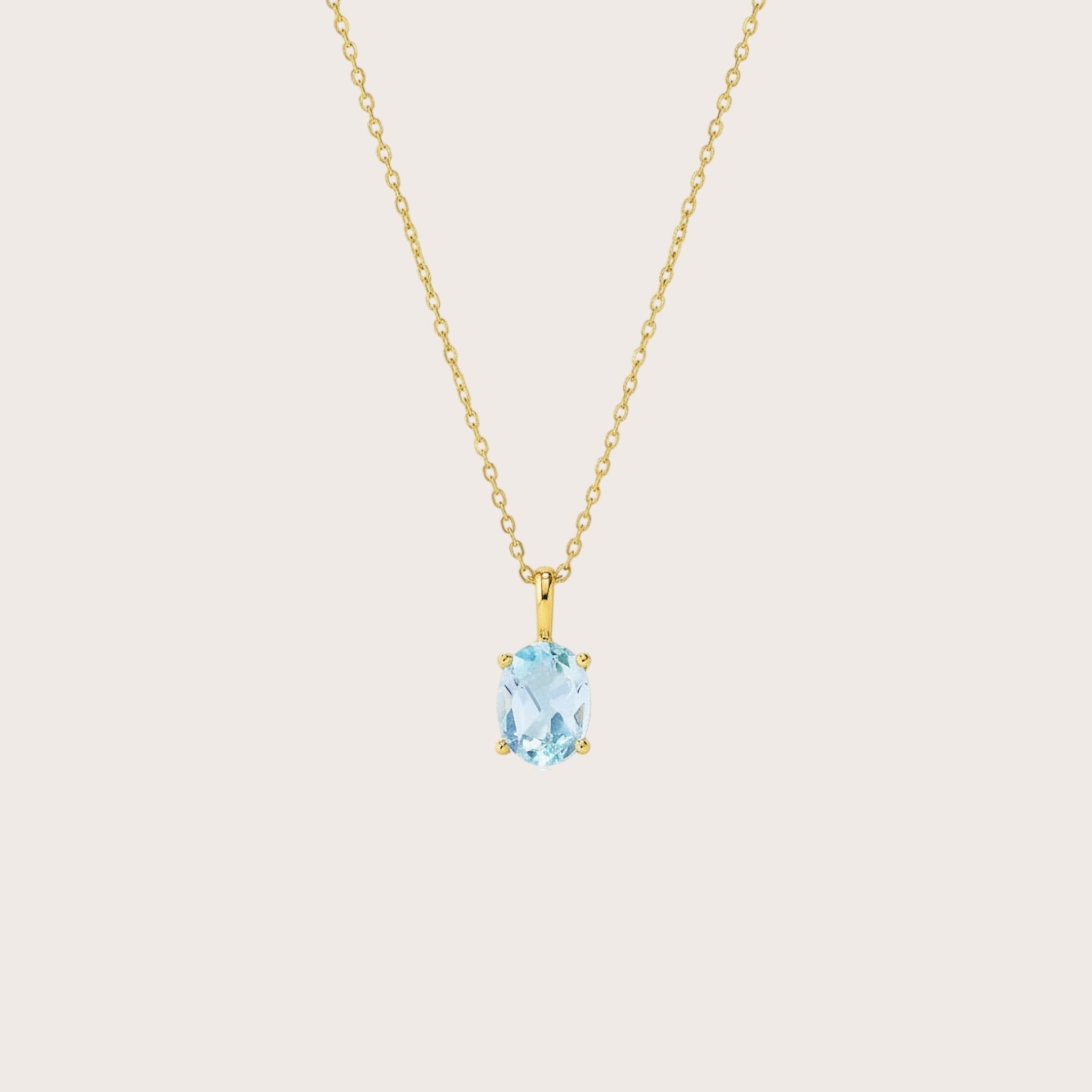 Natural Blue Topaz Pendant Necklace