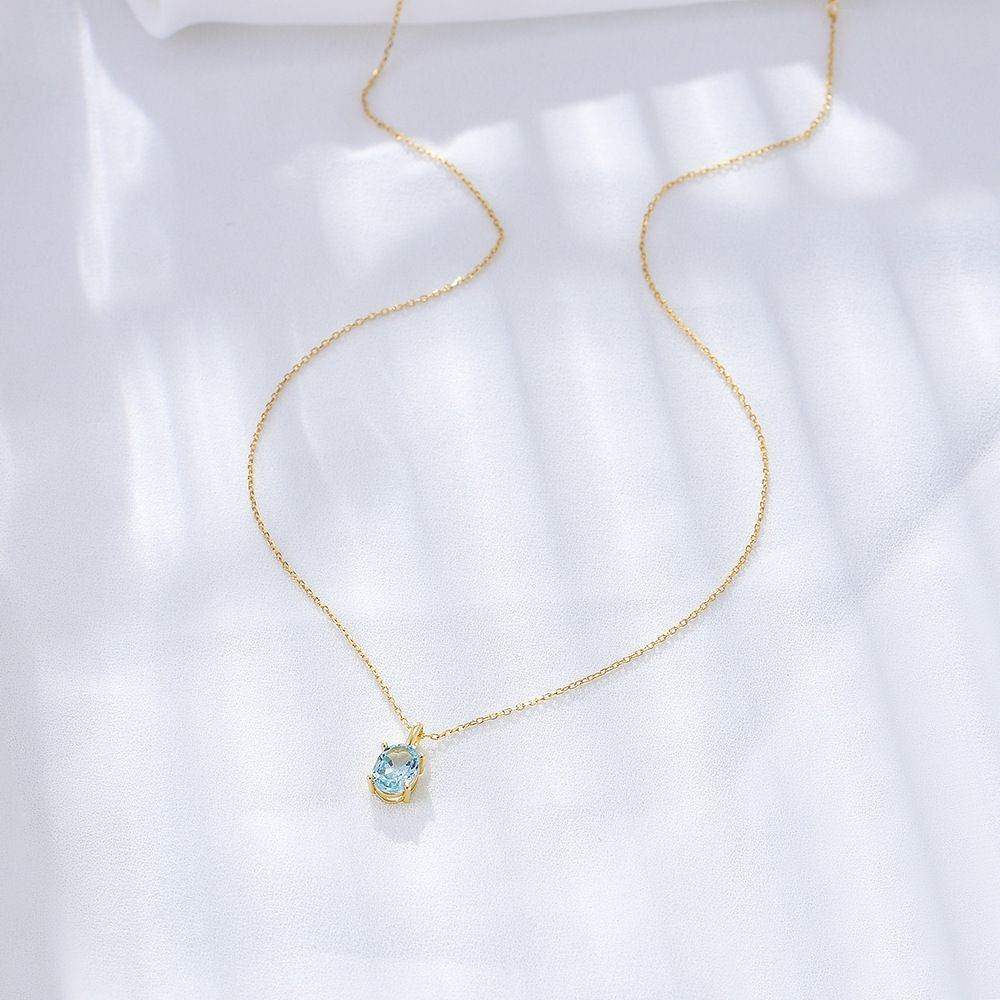 Natural Blue Topaz Pendant Necklace - Aventus