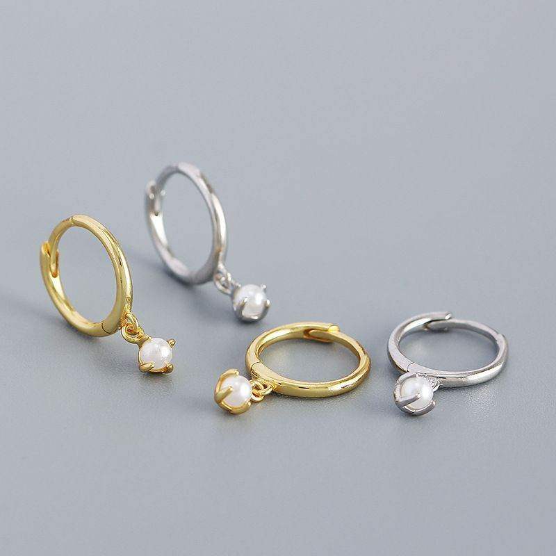 Natural Pearl Dangling Hoop Earrings - Aventus
