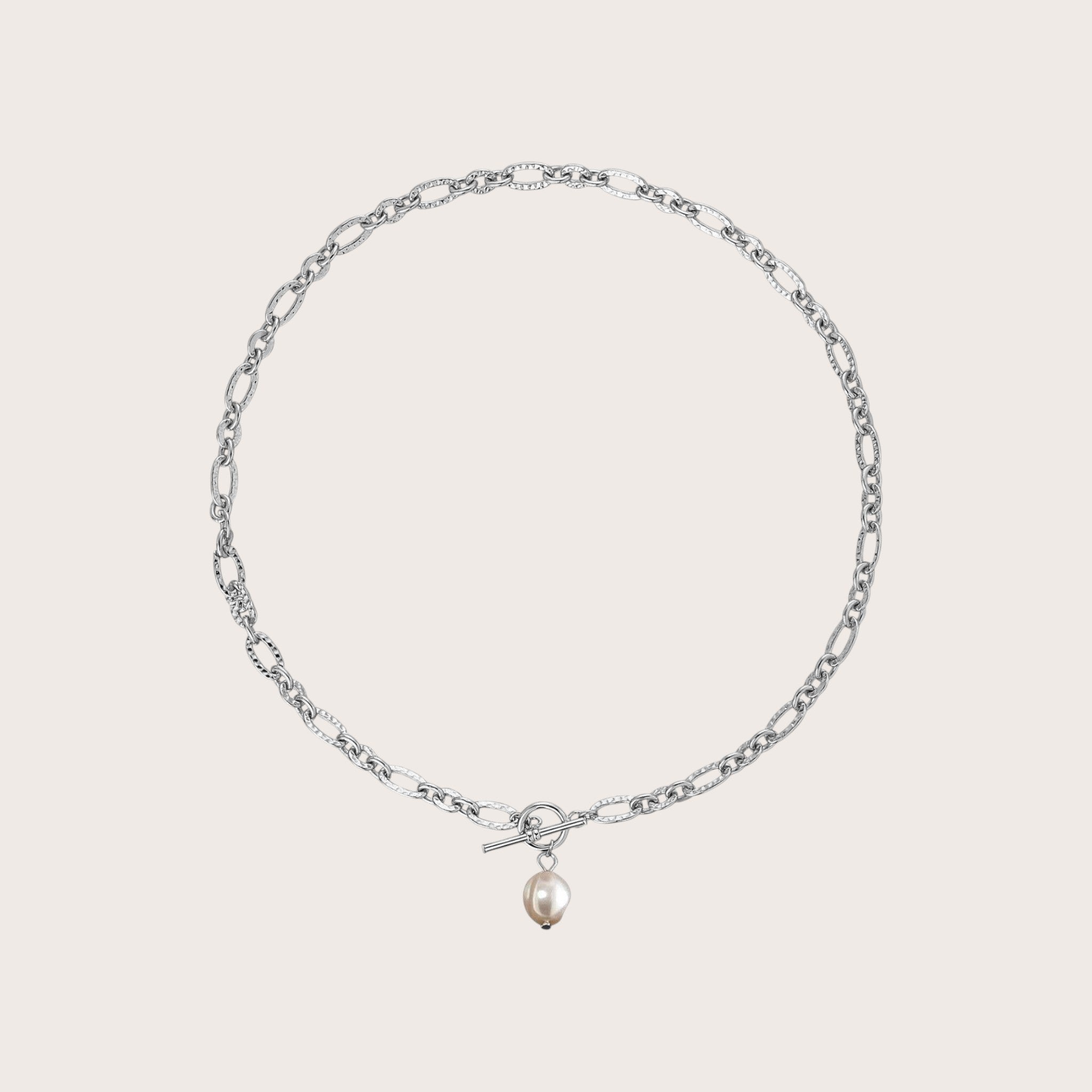 Natural Pearl Oval Chain Necklace