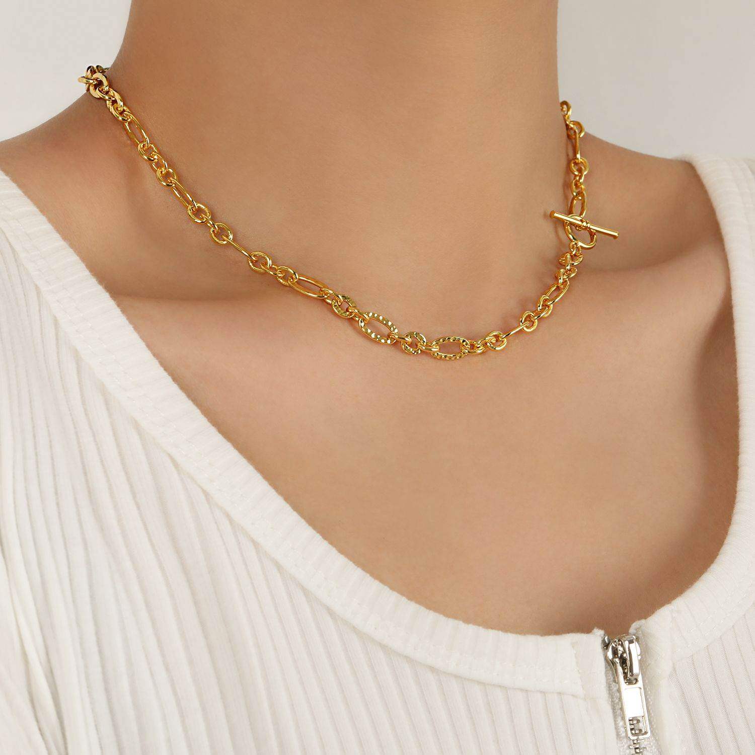 Natural Pearl Oval Chain Necklace - Aventus