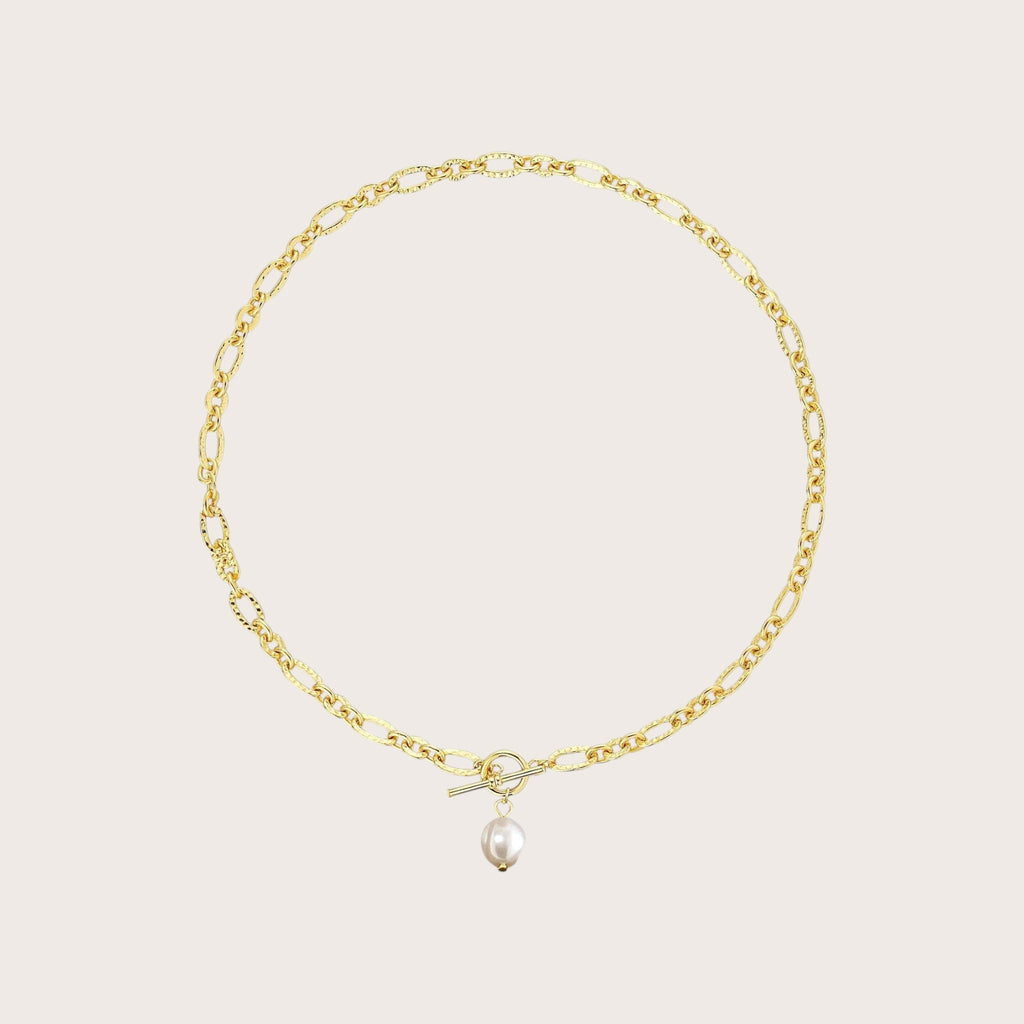 Natural Pearl Oval Chain Necklace