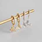 Pave Butterfly Hoop Earrings