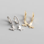 Pave Butterfly Hoop Earrings