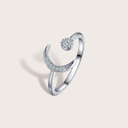 Pave Crescent Moon Ring