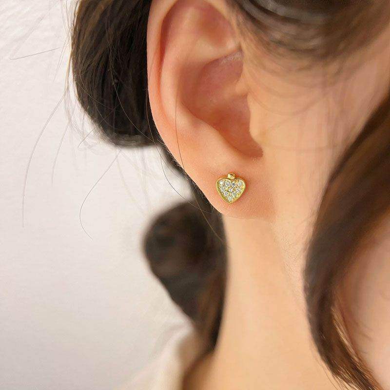 Pave Heart Stud Earrings - Aventus