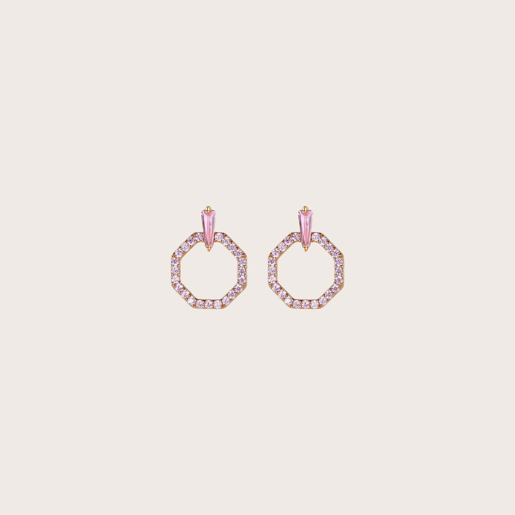 Pave Hexagon Stud Earrings