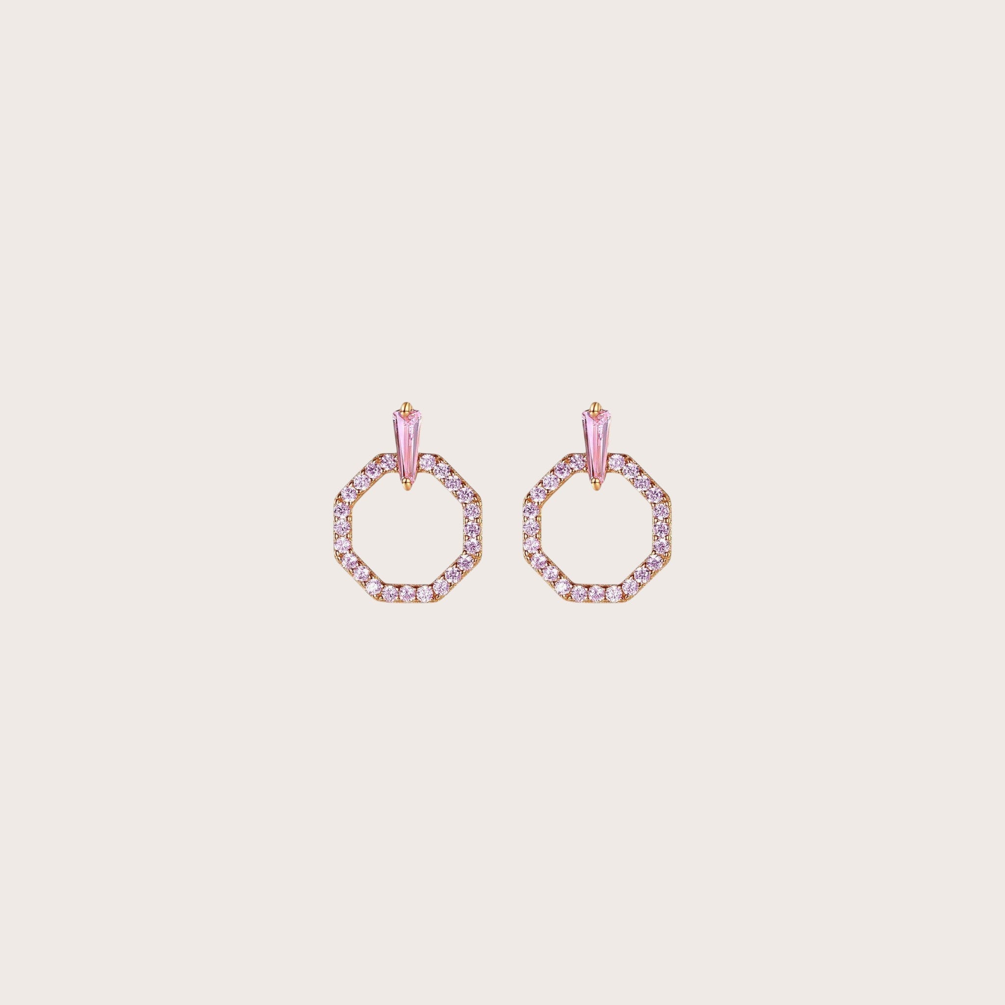 Pave Hexagon Stud Earrings