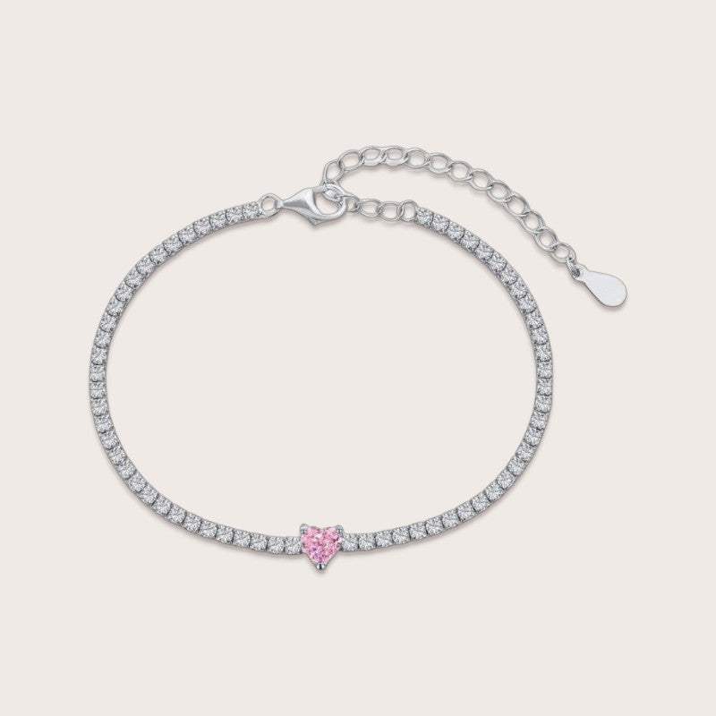 Petite Pink Heart Tennis Bracelet - Aventus