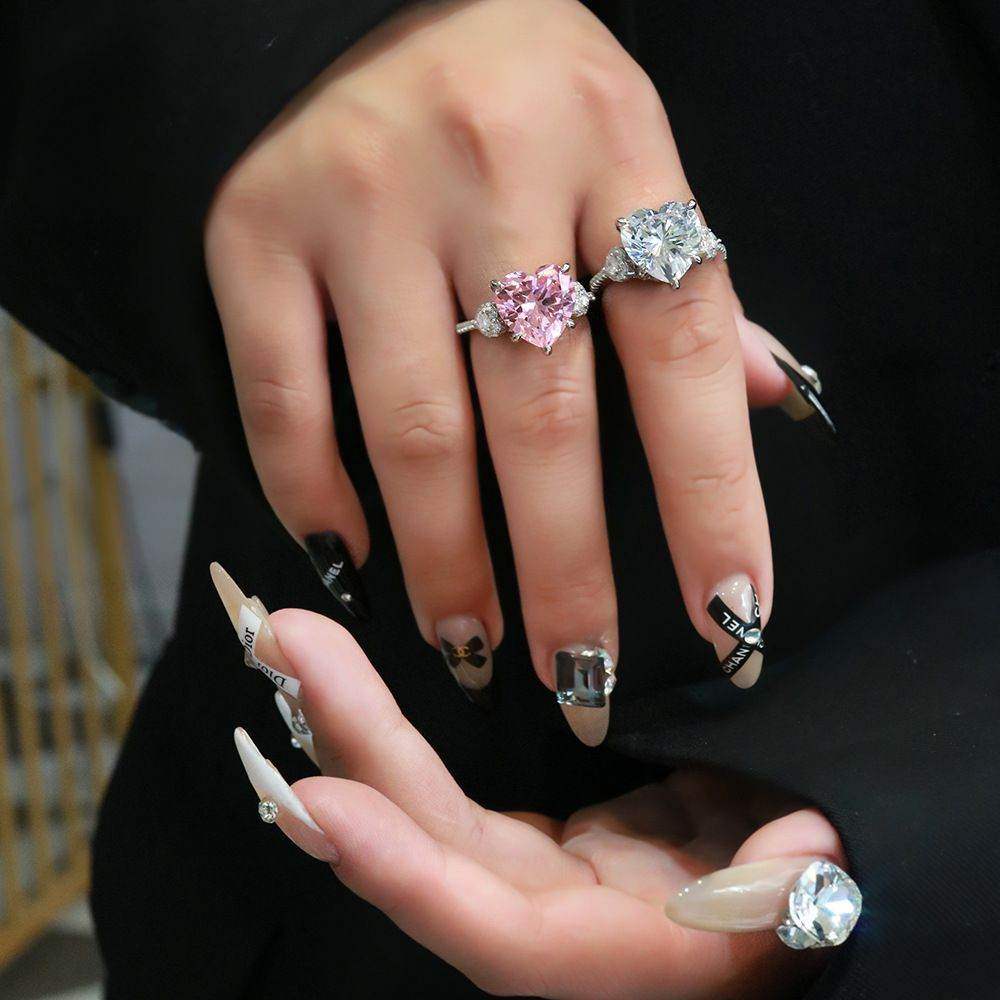 Pink and White Diamond Heart Ring - Aventus