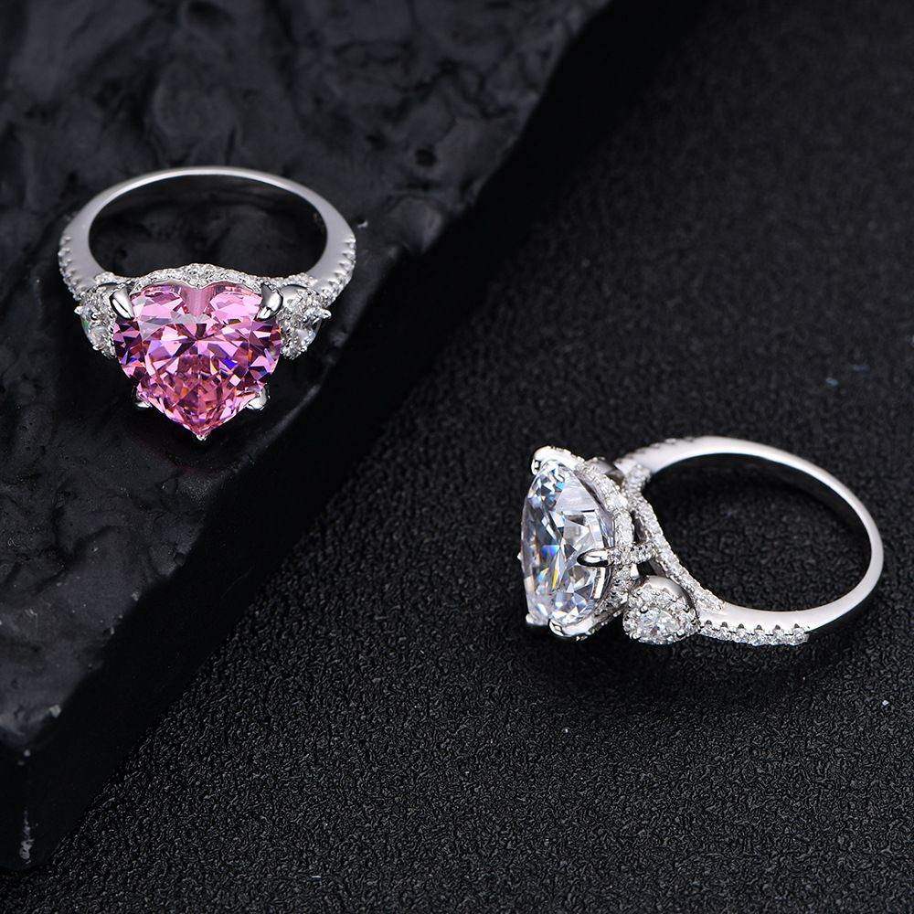 Pink and White Diamond Heart Ring - Aventus