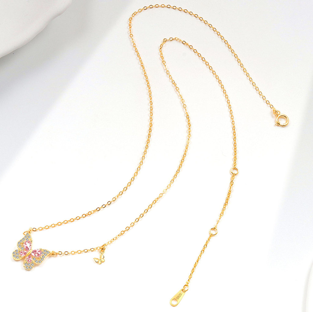 Pink Butterfly Pendant Necklace