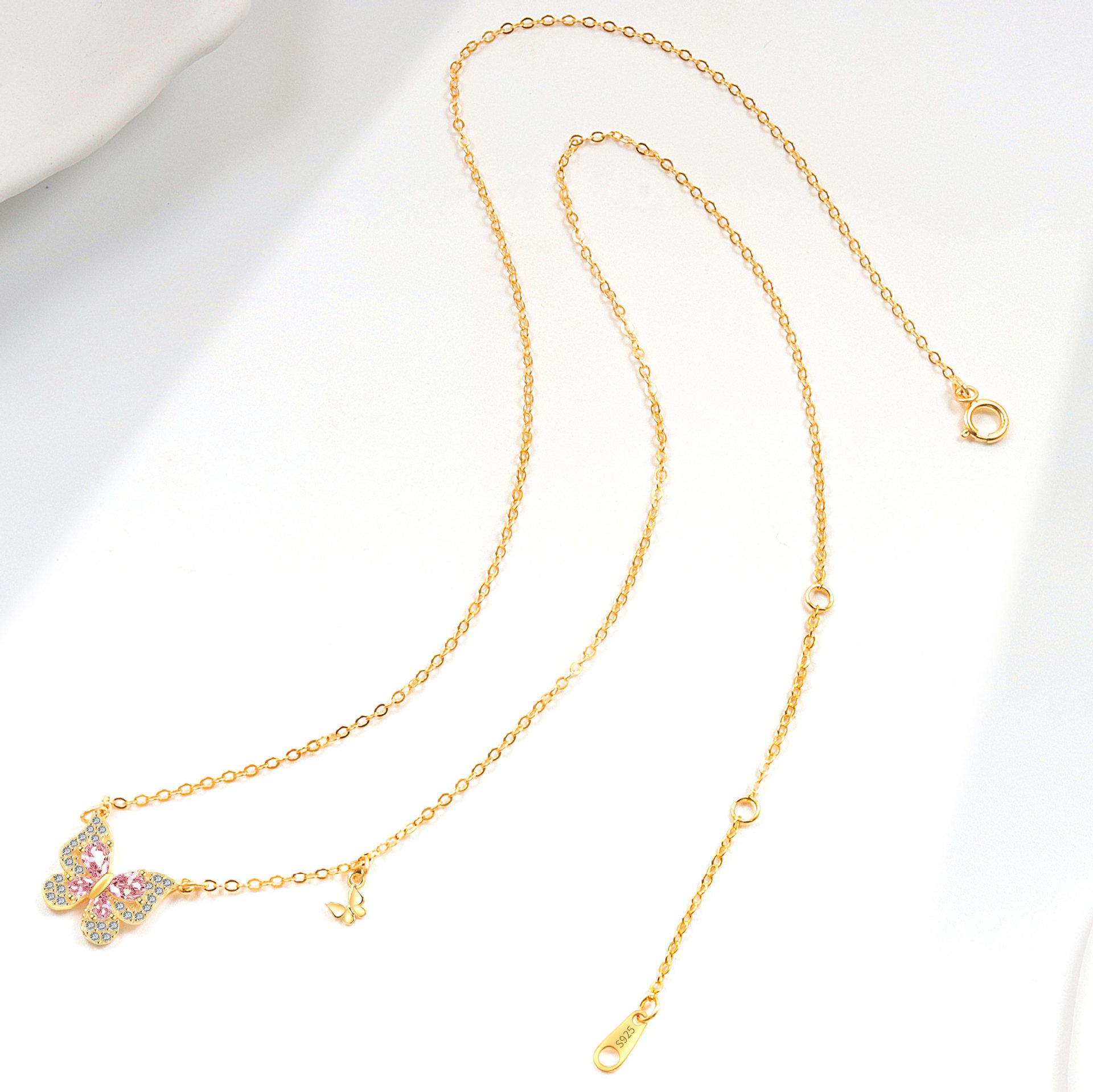 Pink Butterfly Pendant Necklace