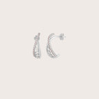 Pink Cross Pave Half Hoop Earrings