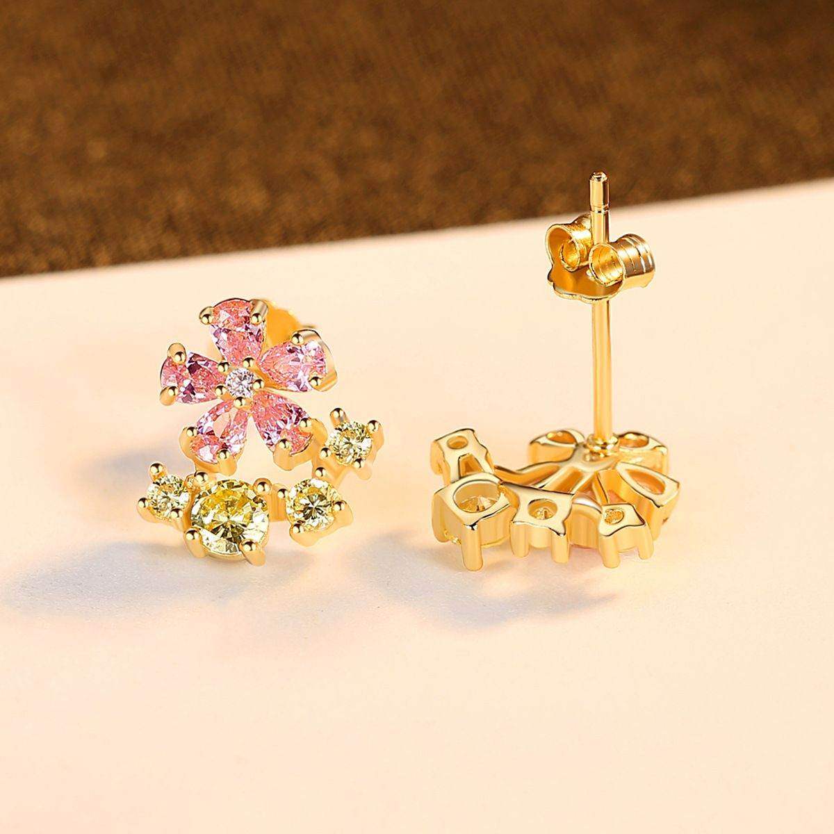 Pink Flower Stud Earrings - Aventus