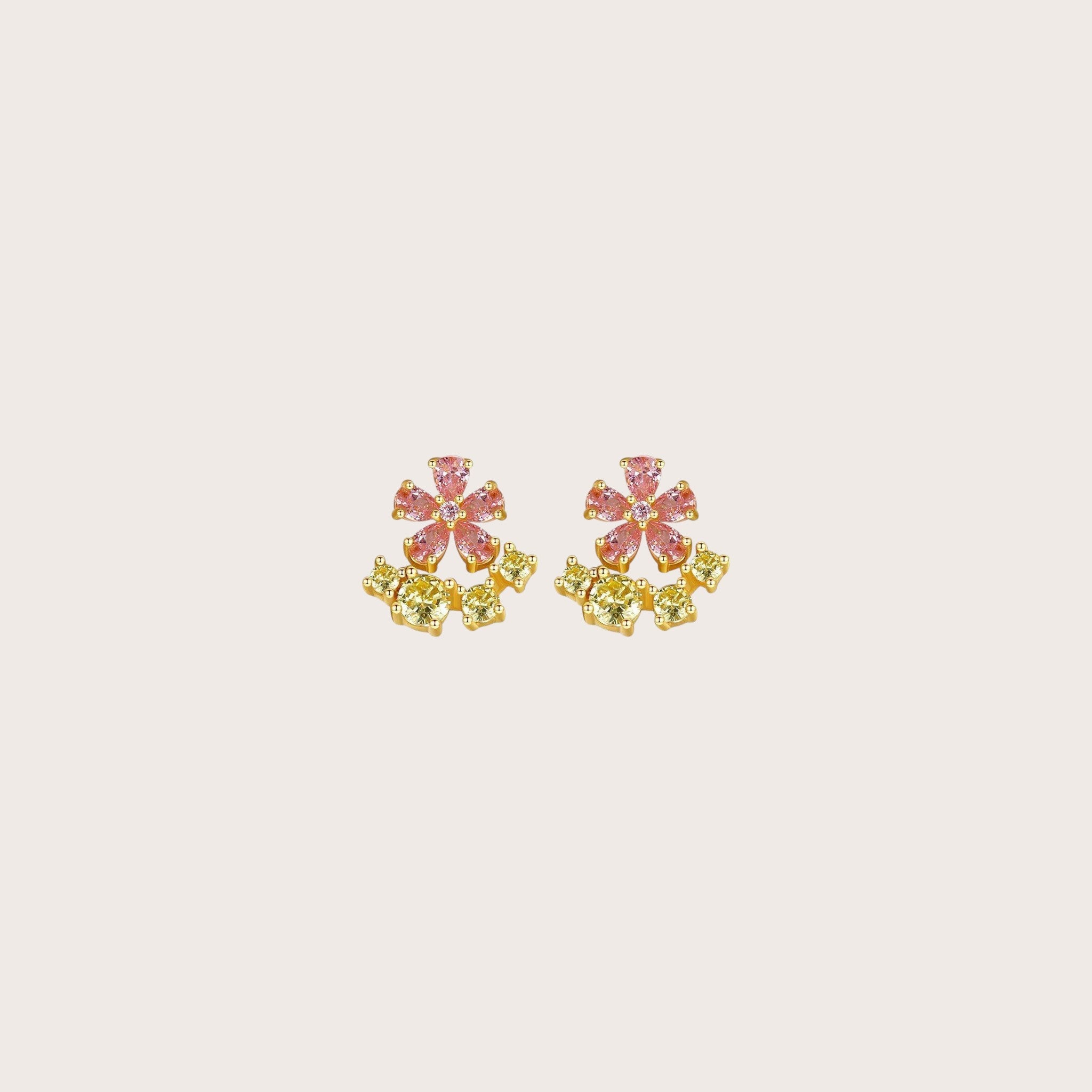 Pink Flower Stud Earrings