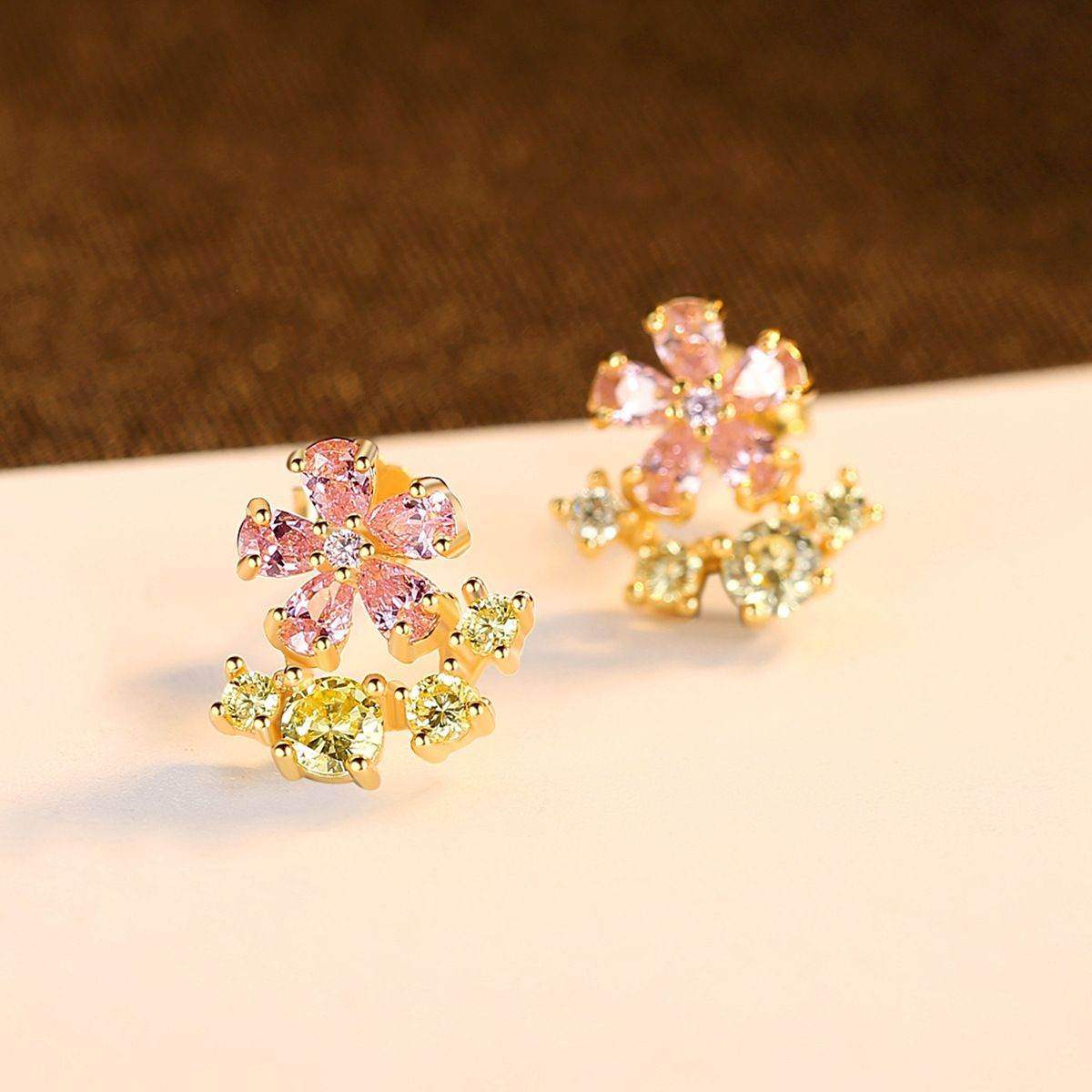 Pink Flower Stud Earrings - Aventus