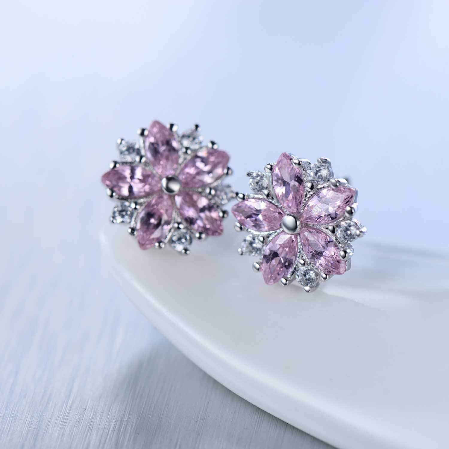 Pink Sakura Flower Stud Earrings - Aventus