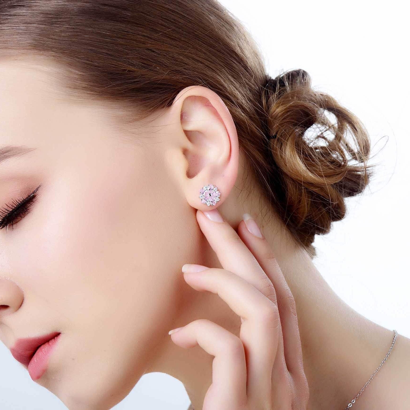 Pink Sakura Flower Stud Earrings - Aventus