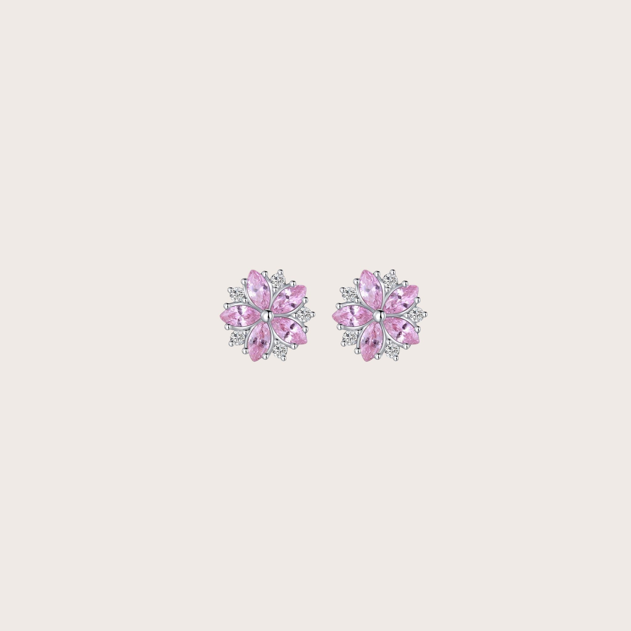 Pink Sakura Flower Stud Earrings