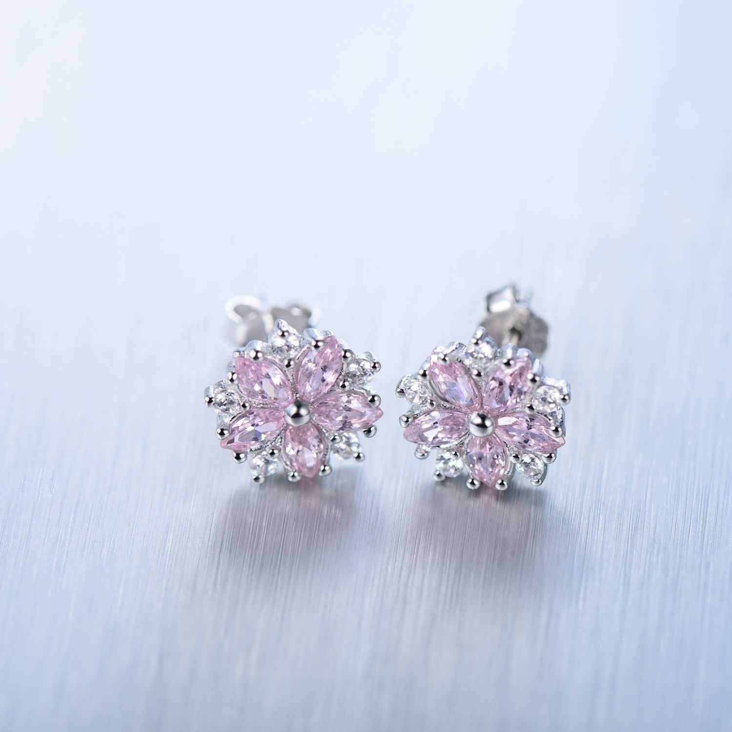 Pink Sakura Flower Stud Earrings - Aventus