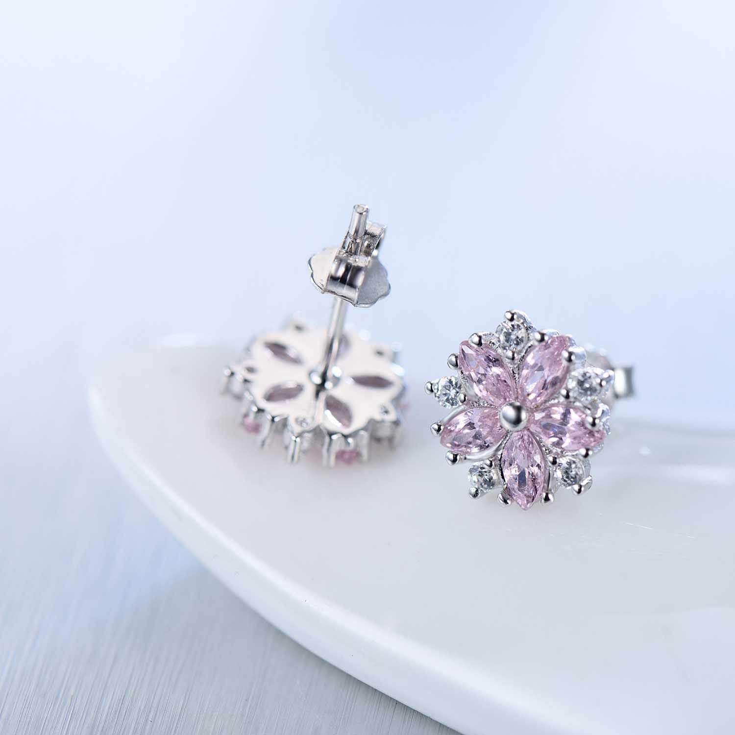 Pink Sakura Flower Stud Earrings - Aventus