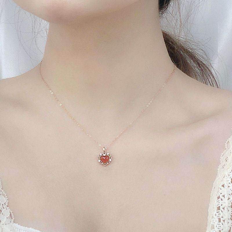 Red Agate Heart Necklace - Aventus