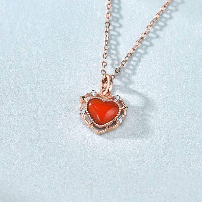 Red Agate Heart Necklace - Aventus