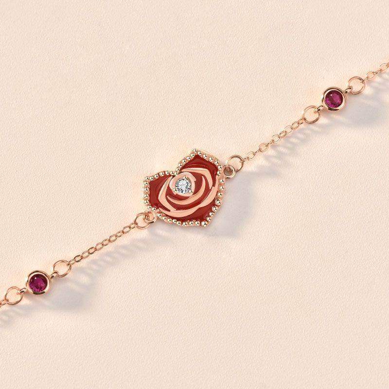 Rose Gold Heart & Rose Bracelet - Aventus