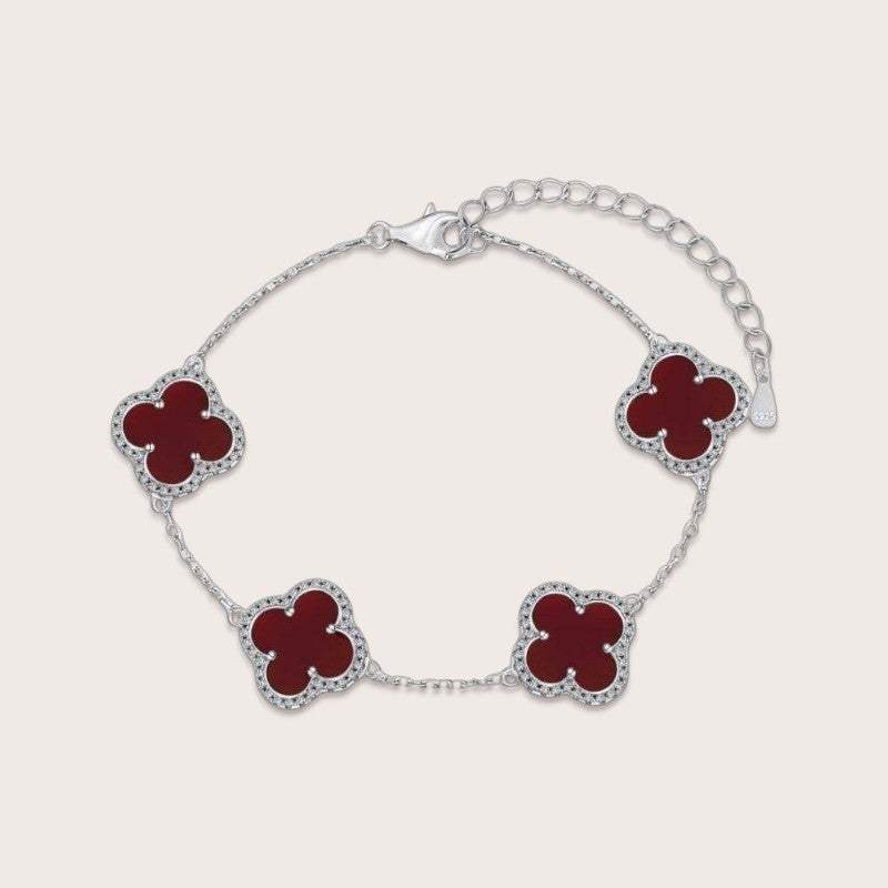 Ruby Pave Clover Bracelet - Aventus