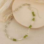 Natural Pearl Peridot Patchwork Necklace - Aventus